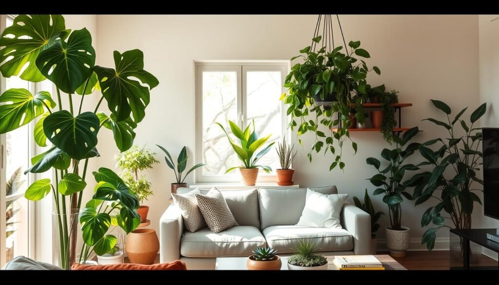 Plantas em diferentes cômodos do apartamento